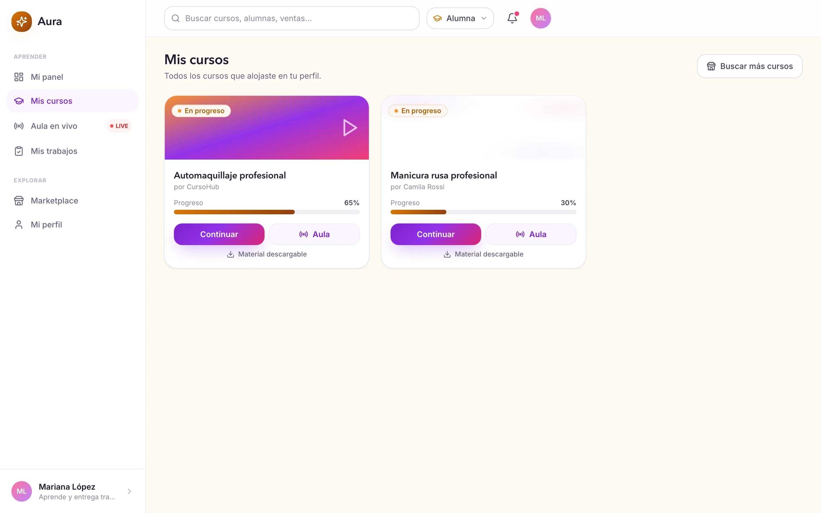 Aula — Mis cursos