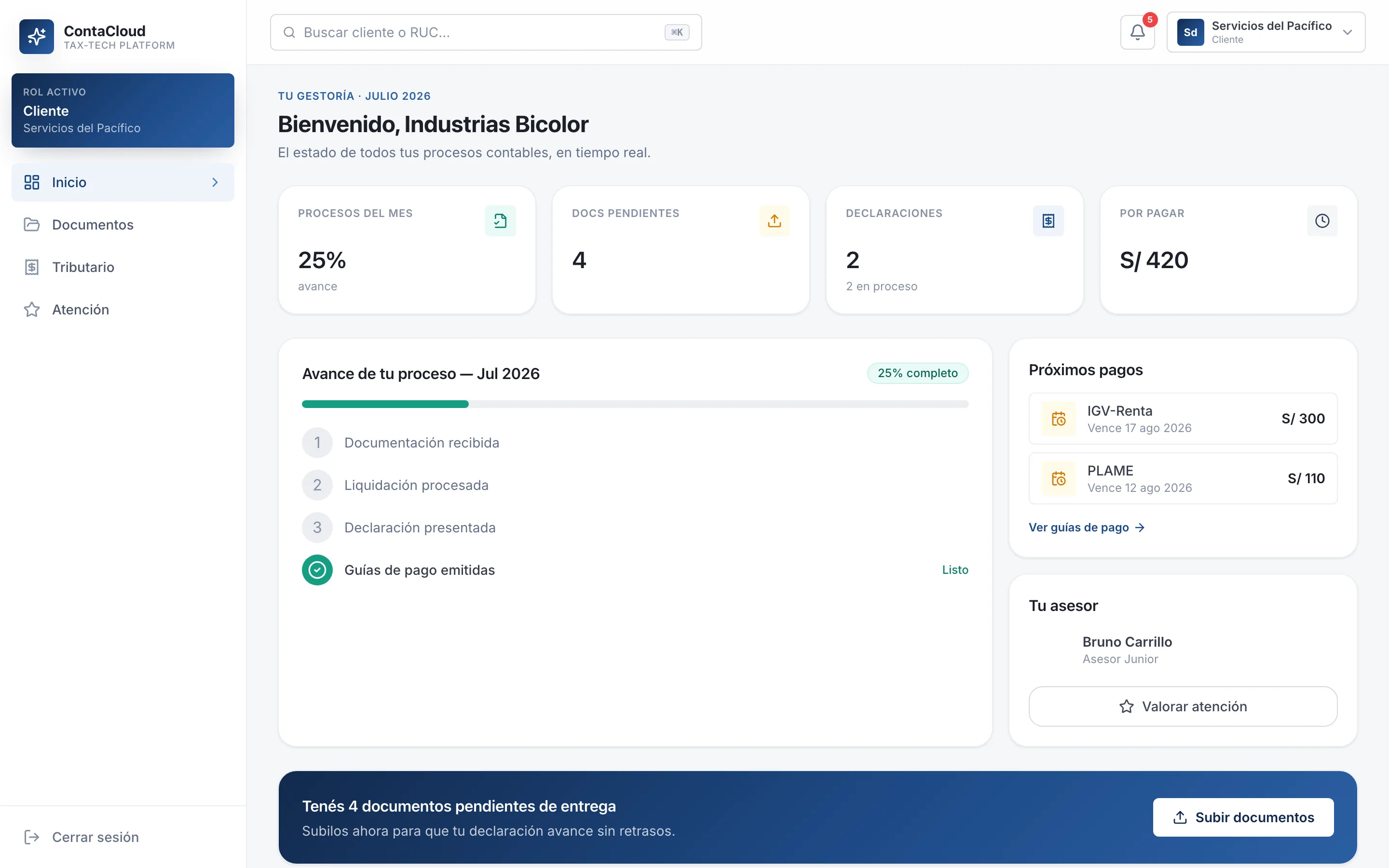 Captura de ContaCloud