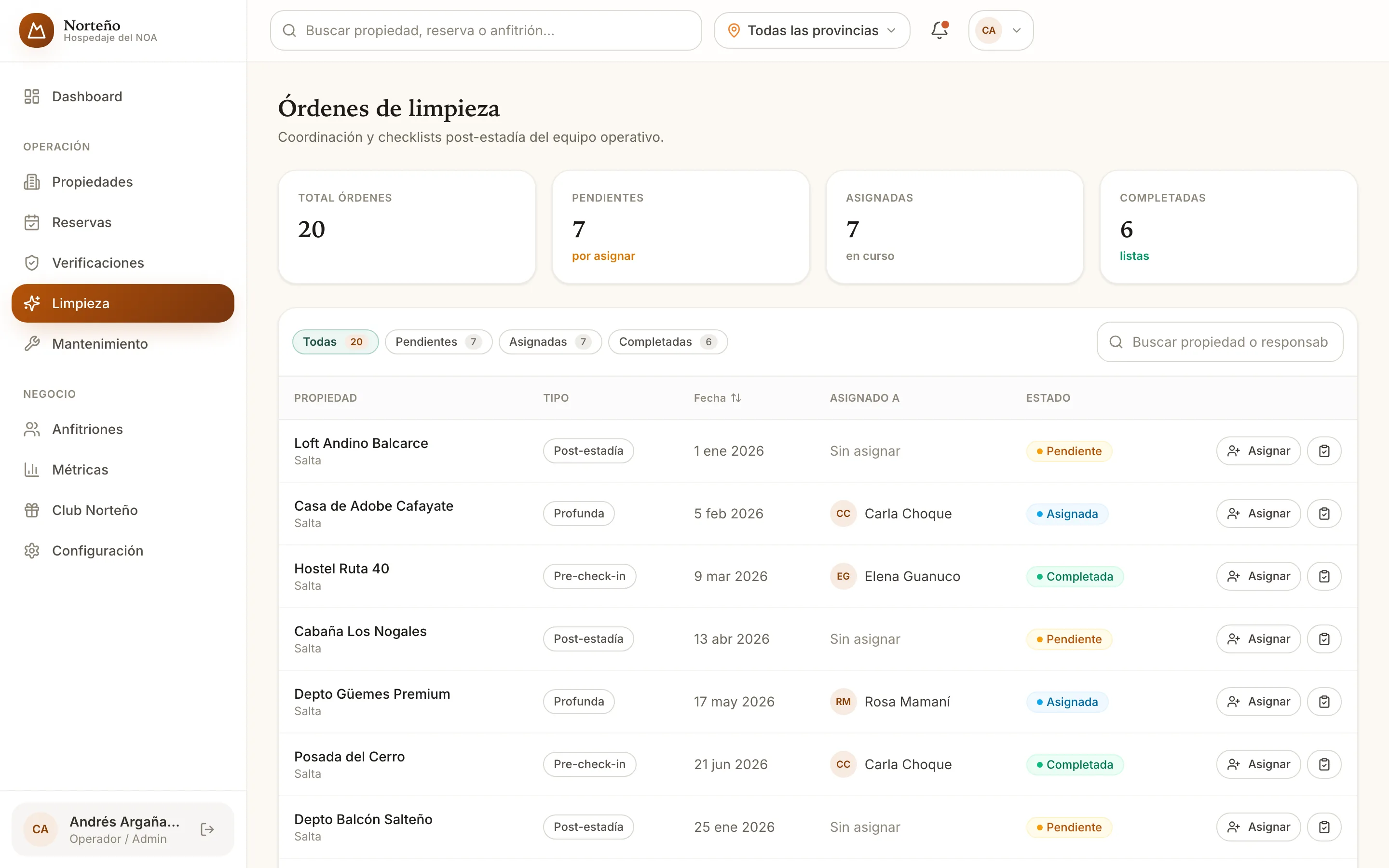 Norteño — detalle de interfaz